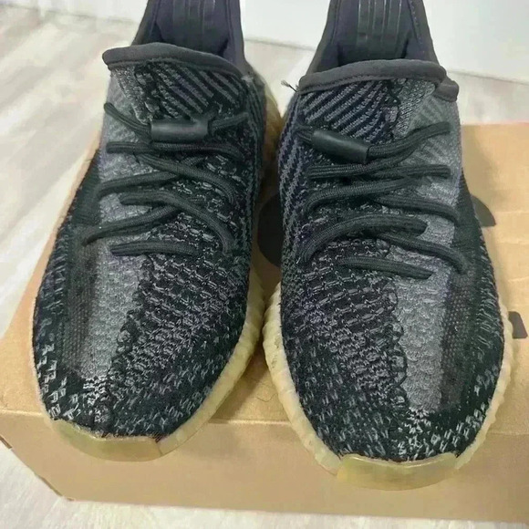 Yeezy x Adidas Black/Blue Knit Fabric Boost 350 V2 Carbon Sneakers Size 5 1/2 - Picture 7 of 11